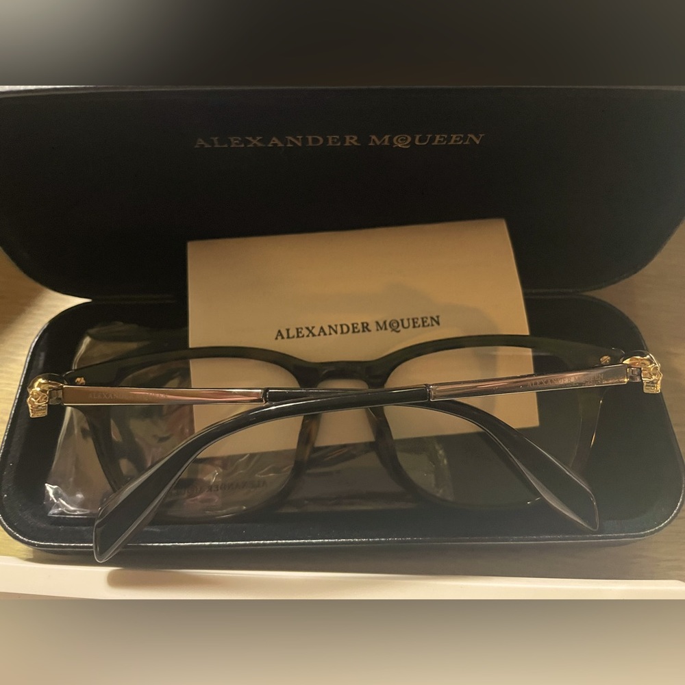 NEW Alexander McQueen Black Ruthenium Skull Eyeglasses